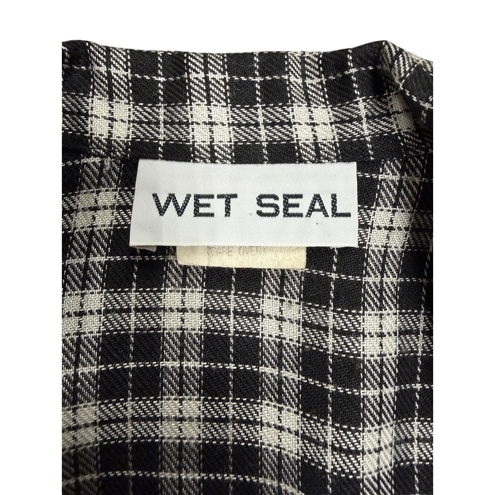 Wet Seal Vintage Cropped Blazer Black White Plaid 90s Academic Jacket Women S - Picture 4 of 6